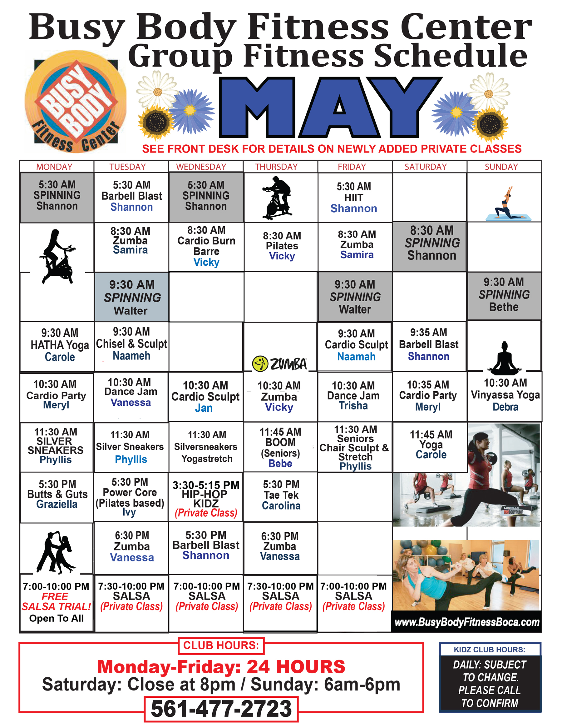 Busy Body Fitness Center West - Group Fitness Class Schedule - May 2024